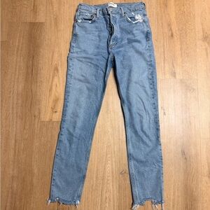 Agolde Light Blue Distressed Ankle Jeans